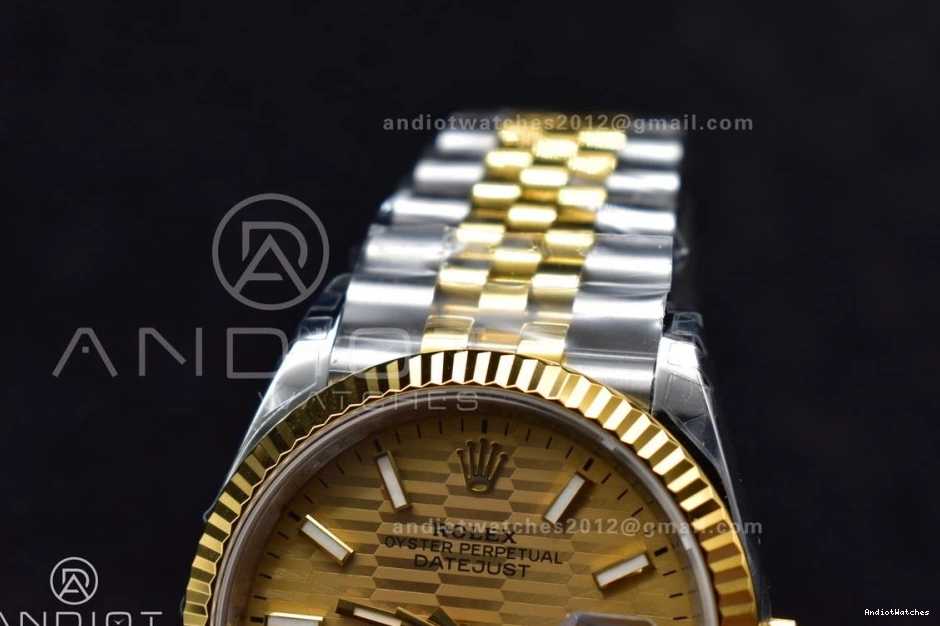 DateJust Bracelet VSF YG Steel 592 SS 904L on Elegant Gold 1:1 Best Jubilee 126231 Textured Edition Dial 36 VS 0705